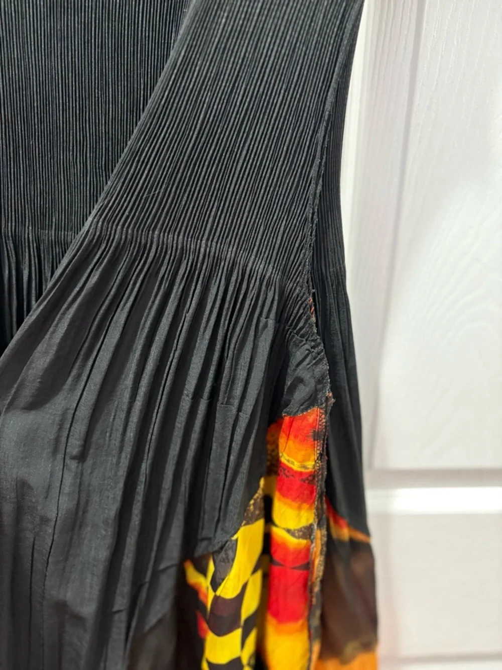 Unbranded Isse Miyake Style Black Pleated Cap-Sleeve Dress Abstract Print Dress - Picture 16 of 16